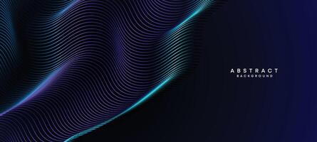 abstrakt dunkel Marine Blau winken Kreise Linien Technologie Hintergrund. modern Holo Gradient mit glühend Linien glänzend geometrisch gestalten und Diagonale, zum Broschüre, Abdeckung, Poster, Banner, Webseite, Header vektor