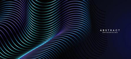 abstrakt dunkel Marine Blau winken Kreise Linien Technologie Hintergrund. modern Holo Gradient mit glühend Linien glänzend geometrisch gestalten und Diagonale, zum Broschüre, Abdeckung, Poster, Banner, Webseite, Header vektor