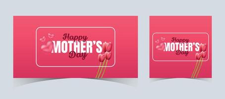 einstellen von glücklich Mutter Tag Netz Banner und Post Vorlagen. Mutter Tag Gruß Karte mit 3d Liebe Luftballons. glücklich Mama Liebe Zeichen mit Herz und Blumen. fliegend Rosa Papier Herzen. Mama Liebe Hintergrund vektor