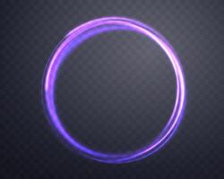 lysande lila magi ringa. neon realistisk energi blossa halo ringa. abstrakt ljus effekt. vektor illustration.