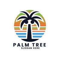 Meer Ozean Strand Logo design.palm Baum Logo Design Vektor.Welle Logo design.blatt Baum Logo Design vektor