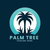 solnedgång hav hav strand logotyp design.palm träd logotyp design vektor.våg logotyp design.blad träd logotyp design vektor