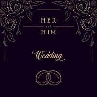 bakverk färgad bröllop inbjudnings- kort med ringar översikt vektor