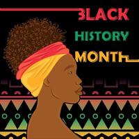 svart historia månad affisch afro amerikan flicka karaktär vektor