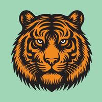 mutig Tiger Gesicht Jahrgang Design vektor