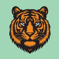 mutig Tiger Gesicht Jahrgang Design vektor