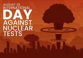 internationell dag mot kärn tester vektor illustration på augusti 29 med förbjuda tecken ikon, jord och raket bomba i hand dragen mallar