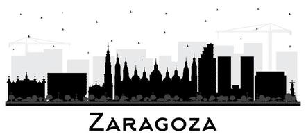 Saragossa Spanien Stadt Horizont Silhouette mit schwarz Gebäude isoliert auf Weiß. Saragossa Stadtbild mit Sehenswürdigkeiten. Geschäft Reise und Tourismus Konzept mit historisch die Architektur. vektor