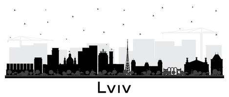 lviv Ukraine Stadt Horizont Silhouette mit schwarz Gebäude isoliert auf Weiß. lviv Stadtbild mit Sehenswürdigkeiten. Geschäft Reise und Tourismus Konzept mit historisch die Architektur. vektor