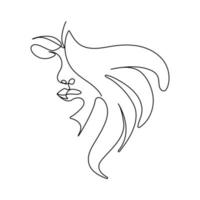 durchgehende Linie schönes Mädchen Silhouette Friseursalon Logo stock vector