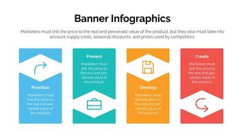 Business-Infografik-Designvorlage mit 4 Optionen, Schritten oder Prozessen. kann für Workflow-Layout, Diagramm, Jahresbericht, Webdesign verwendet werden vektor