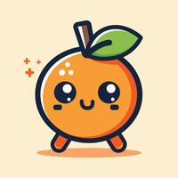 vektor söt orange frukt platt illustration