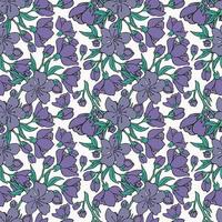 nahtloser Hintergrund mit Kirschblüten. Vektor-Illustration. Konturbild. Aktienvektor. Kirsche. Blumenmuster. weißer Hintergrund. violett. vektor