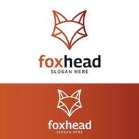 einfacher Fuchskopf in Logo-Design-Vorlage im orangefarbenen Linienstil vektor