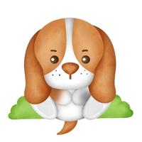 handgezeichnete aquarell süße beagle hund grußkarte. vektor