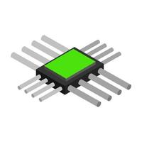 isometrischer Mikrochip auf weißem Hintergrund vektor