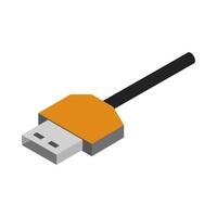 isometrisches USB-Kabel auf weißem Hintergrund vektor