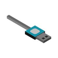 isometrisches USB-Kabel auf weißem Hintergrund vektor