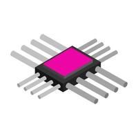 isometrischer Mikrochip auf weißem Hintergrund vektor