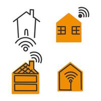 Hand gezeichnet Gekritzel Haus mit W-lan Signal Illustration vektor