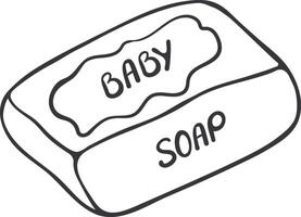 ein Bar von hypoallergen Baby Hygiene Seife Gekritzel Symbol. Vektor Hand gezeichnet Illustration isoliert auf Weiß Hintergrund.