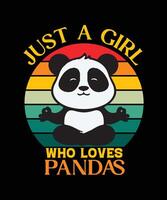 bara en flicka vem förälskelser pandor tshirt vektor