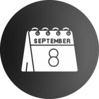 8:e av september fast svart ikon vektor