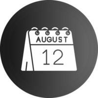 12th av augusti fast svart ikon vektor