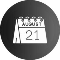 21:e av augusti fast svart ikon vektor