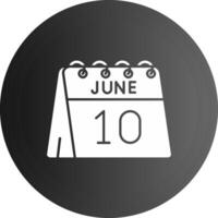 10:e av juni fast svart ikon vektor