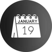 19 .. von Januar solide schwarz Symbol vektor