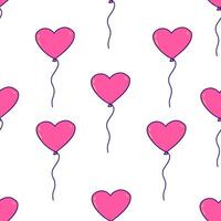 sömlös mönster. rosa ballong i form av hjärta. vektor