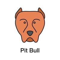 pit bull färgikon. staffordshire terrier. kamphundras. isolerade vektor illustration