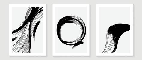 abstrakt Linie Kunst Hintergrund Vektor. minimalistisch modern Kontur Zeichnung mit schwarz Bürste auf grau Hintergrund. zeitgenössisch Kunst Design Illustration zum Hintergrund, Mauer Dekor, Karte, Poster, Abdeckung, drucken. vektor