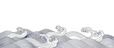 japansk hav Vinka bakgrund vektor. tapet design med blå och vit hav Vinka mönster bakgrund. modern lyx orientalisk illustration för omslag, baner, hemsida, dekor, gräns. vektor