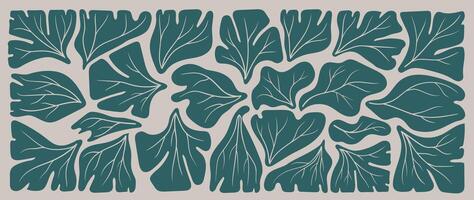 abstrakt botanisk konst bakgrund vektor. naturlig hand dragen mönster design med löv gren. enkel samtida stil illustrerade design för tyg, skriva ut, omslag, baner, tapet. vektor