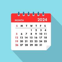 2024 Kalender Symbol Jahr Monat Geschäft lange Schatten Vektor Illustration