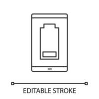 Lineares Symbol für schwache Batterie des Smartphones vektor