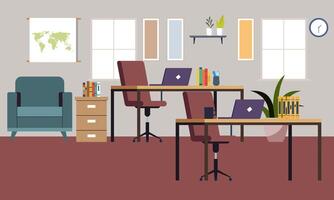 modern Coworking Bereich Büro Innere Illustration vektor
