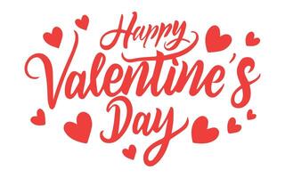 glücklich Valentinstag Tag Skript Schriftart Design mit Herzen Muster. romantisch Liebe Hintergrund Banner. vektor