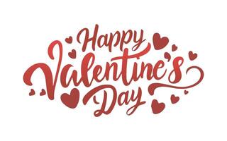 glücklich Valentinstag Tag Typografie mit Herzen Vektor zum Postkarte drucken Poster Einladung
