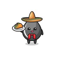 olja droppe mexikansk kock maskot håller en taco vektor