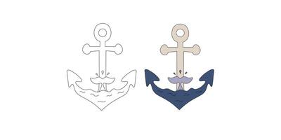 Anker Vektor Symbol Logo Boot Symbol Pirat Helm nautisch maritim einfach Illustration Grafik Gekritzel Design