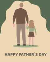 glücklich Vaters Tag Poster. Vater mit Sohn und Vater mit Tochter im Jahrgang Stil. vektor