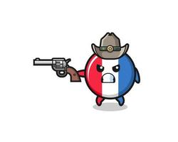 Der Cowboy mit der französischen Flagge schießt mit einer Waffe vektor