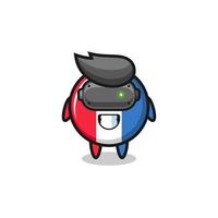 süße Frankreich-Flagge mit VR-Headset vektor