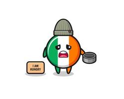 niedliche Irland-Flagge Bettler-Cartoon-Figur vektor