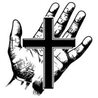 Religion Christian Kreuz Symbol Symbol eben Stil. Hand gezeichnet schwarz Linie skizzieren Grunge Kreuz Vektor Illustration