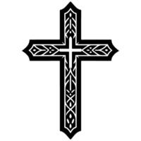 Religion Christian Kreuz Symbol Symbol eben Stil. Hand gezeichnet schwarz Linie skizzieren Grunge Kreuz Vektor Illustration