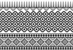 stam- traditionell tyg batik etnisk. ikat blommig sömlös mönster löv geometrisk upprepa design för tapet, omslag, mode, matta, Kläder. svart och vit vektor